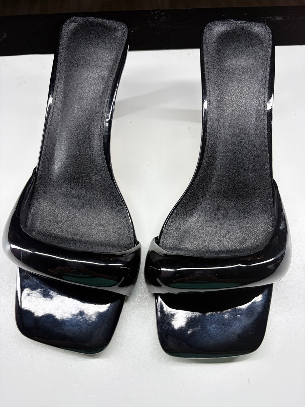 Women’s Black Square-Toe Slide Heels